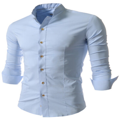 

New Casual Small Collar Men\s Long Sleeve Shirt