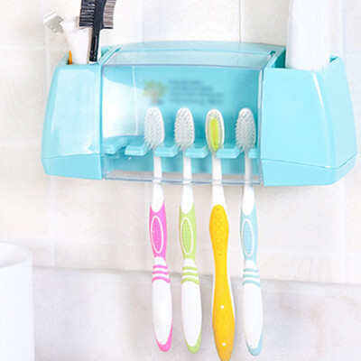 

Home Bathroom 5 Toothbrush Holder Wall Mount Toothpaste Storage Rack Portable