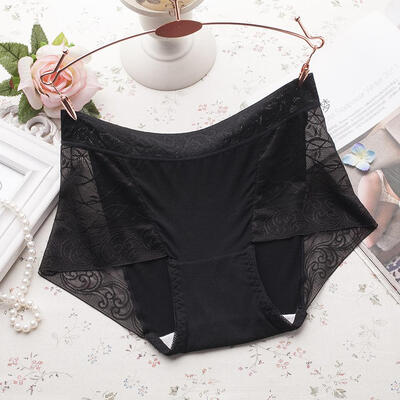 

Lace Panties Women New Mid-waist Panties Breathable Sexy Seamless Briefs Openwork Solid Color Briefs