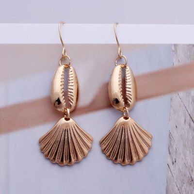 

EK649 Big Shell Drop Earrings For Women Creative Starfish Conch Cowrie Hanging Brincos Statement Earrings Boho Beach Jewelry