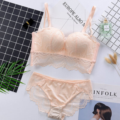 

New 34 cup Lace No Trace No Steel Ring Adjustment Type Beauty Back Bra Briefs Set low waist lace briefs bikini suit