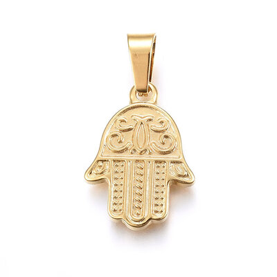 

304 Stainless Steel Pendants Large Hole Pendants Hamsa HandHand of FatimaHand of Miriam Golden 205x15x2mm Hole 7x4mm