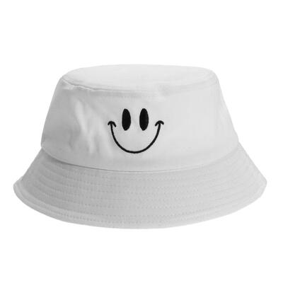 

Smile Face Embroidery Bucket Hat Outdoor Fishing Sunscreen Bucket Hat