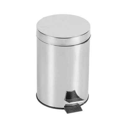 

Siaonvr Round Stainless Steel Pedal Trash Can Sanitary Bucket Large Capacity 5L