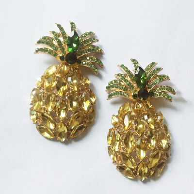 

Pineapple Rhinestone Statement Earring Boho Fashion Crystal Drop Dangle Earrings for Women party Jewelry gifts oorbellen 2019