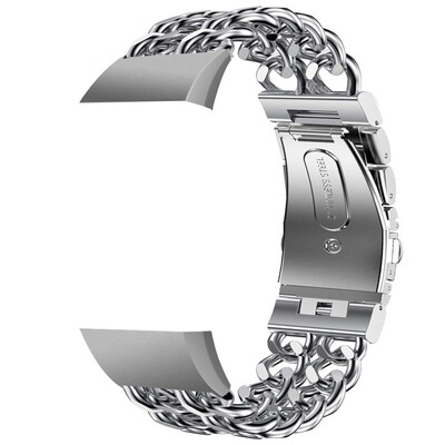 

〖Follure〗Stainless Steel Double Row Cowboy Chain Metal Watch Band For Fitbit Charge 3