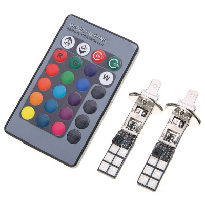 

2pcs H1 RGB Fog Lights 5050 12SMD Daytime Running Lights with Remote Control Car Driving DRL Signal Bulb