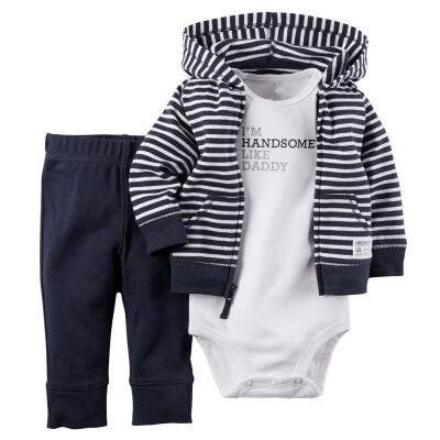 

3PCS Toddler Infant Baby Boy Coat Cardigan Romper Pants Set Clothes Outfit 0-24M