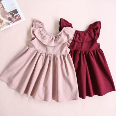 

AU Baby Kids Girls Dress Toddler Princess Party Tutu Summer Backless Bow Dresses