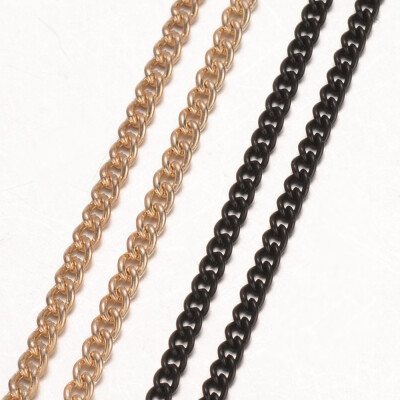 

Iron Necklace Making Twisted Curb Chain with Alloy Lobster Clasp Mixed Color 2445