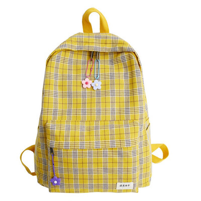 

Summer little fresh Japanese girls backpack female students backpack female Korean high school plaid canvas bag