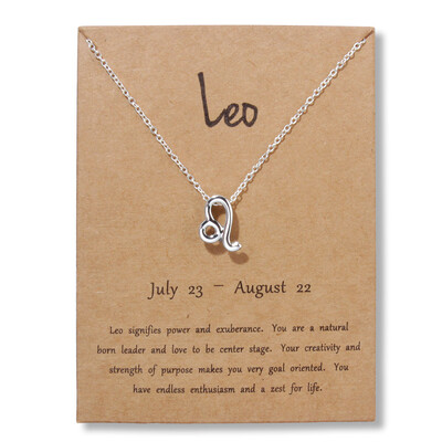 

Card Fashion Jewelry 12 Constellation Pendant Necklace Astrology Gold Tone Chain Necklace For Women