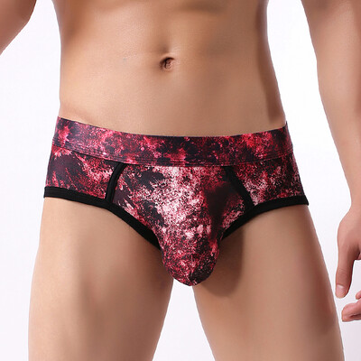 

Men Underwear Sexy Low Rise Bulge Pouch Breathable Briefs Printed Panties Bikini