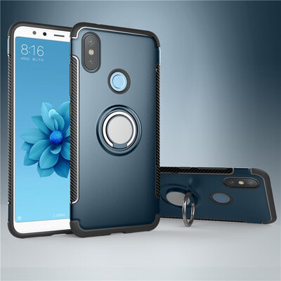 

Back Cover For Xiaomi Mi A2 Mi 6X Case Car Holder Stand Hard PC Silicon Ring Suction Bracket Celulars