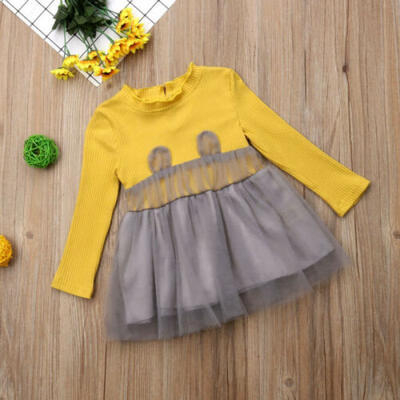 

Toddler Newborn Baby Girl Outfit Clothes Sweater Tops Stitching Tutu Dress Skirt