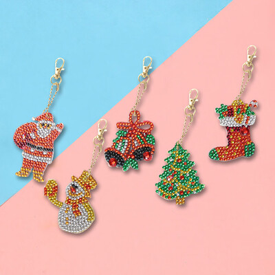 

Siaonvr Christmas DIY Point Diamond Keychain 5D Rhinestone Ornament Pendant 5PC