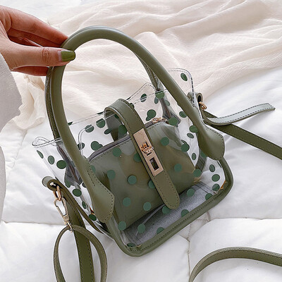 

Summer new transparent bag female new 2019 Korean version of Joker bucket mother bag slung jelly bag