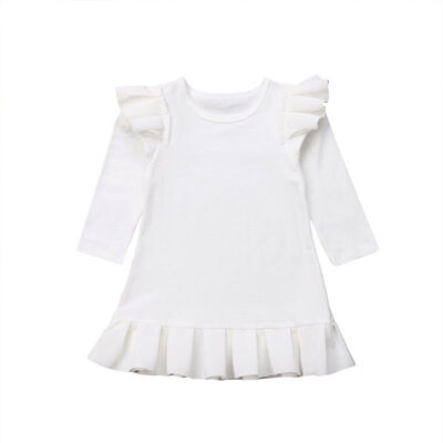 

Cotton Kids Baby Girls Dress Ruffle Long Sleeve Party Tutu Dress Clothes 1-6Y