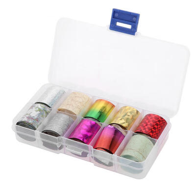 

Greensen 10 pcs Box Nail Art Transfer Stickers Mix-Color Foil Starry Sky Glitter Adhesive Nail Wraps
