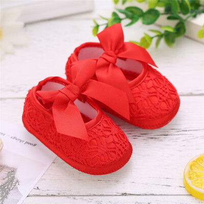 

Baby Girl Breathable Anti-Slip Shoes With Bowknot Casual Sneakers Toddler Soft Soled First Walkers