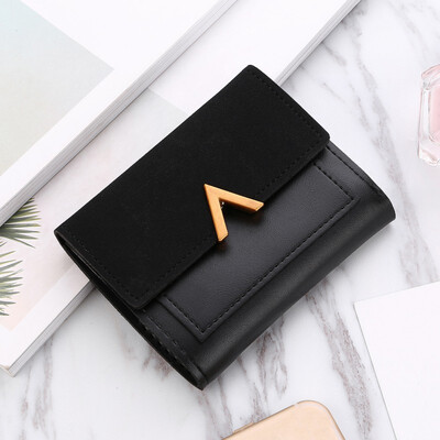 

2019 New Hot Women Matte Leather Small Wallets Luxury Mini Money Bags And Purses Short Female Coin Purse Credit Card Holder