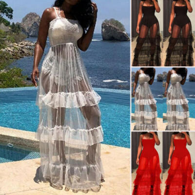 

Summer Women Swimwear Kaftan Cover Up Long Dress Sarong Bikini Beach Wear