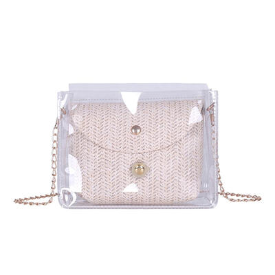 

2pcsset Clear Solid Color Shoulder Handbags Women Crossbody Woven Bags