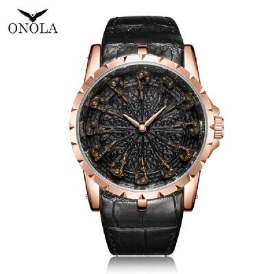 

ONOLA ON3809 Men Quartz Watch Leather Band Fashion Multifunction Wristwatch 3ATM Watches