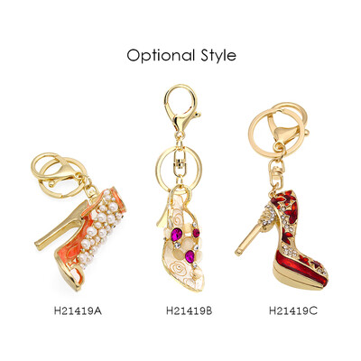 

Fashion Accessories High-Heeled Shoes Key Chain Zinc Alloy Rhinestone Key Ring with Clip Hook Handbag Purse Car Pendant Ornament D