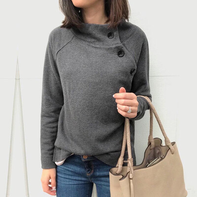 

Starmoon Women Button O Neck Long Sleeve Sweatshirt Pullover Shirt Tops Blouse