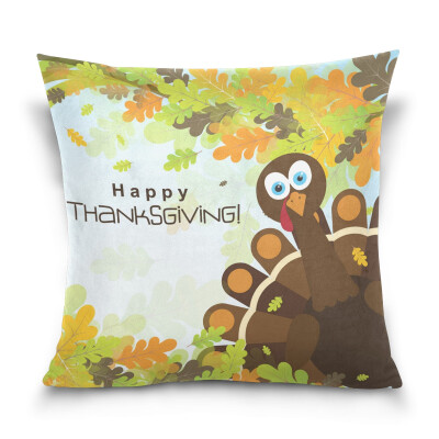 

ALAZA Thanksgiving Throw Pillow Cover 16 X 16 inch Cushion Cover with Doodle Turkey Printed Pillowcase