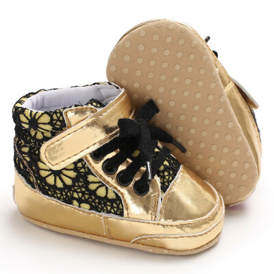 

2018 New Hot Baby Girl Autumn Winter PU Patchwork Shoes Soft Home Walking Crib Toddler Non-slip First Walkers Sports Sneakers