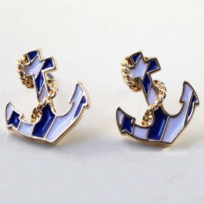 

Europe&the United States jewelry wholesale blue sea anchor stud earrings