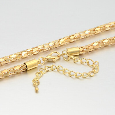 

Iron Lantern Chain Necklace Makings with Alloy Lobster Claw Clasps&Iron End Chains Light Gold 295