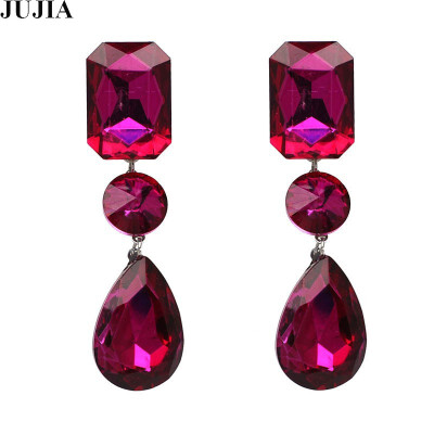 

JURAN Crystal Vintage Dangle Earrings Fashion Hot Pink Luxury Jewelry Women Statement Earrings For Women Jewelry C2208-1