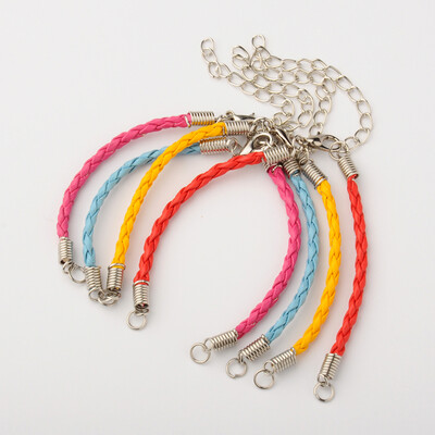 

Braided PU Leather Cord Bracelet Making with Iron Findings&Alloy Lobster Claw Clasps Platinum Mixed Color