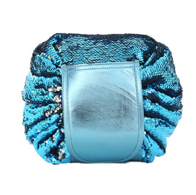 

Mermaid Sequins design Cosmetic Bag Drawstring Makeup Case Women Travel Make Up Organizer Storage Pouch Toiletry Wash Kit