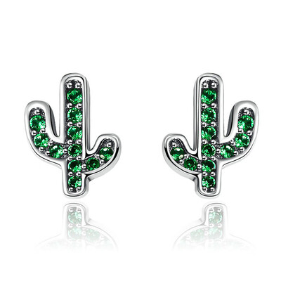 

Lovely Women Girl Fashion Silver Ear Studs Cactus Pattern Earrings Jewelry