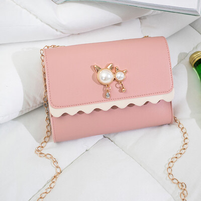 

Tailored Cute Cat Pearl Pendant Small Square Bag Wild Shoulder Messenger Bag