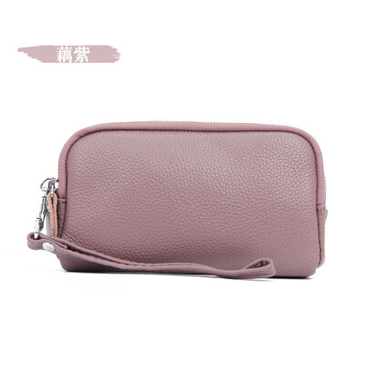 

The first layer of cowhide 2019 new three-layer ladies clutch bag long wallet multi-function lychee leather phone bag