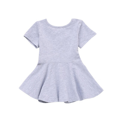 

4 Colorsly Fashion 1-4T Summer Baby Girls Casual Cute Short Sleeve Dress Girls Solid Color Dresses