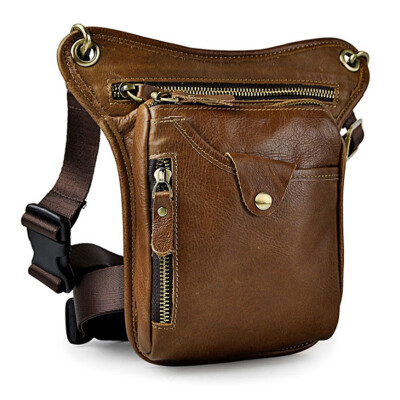 

Men Crazy HorseOil Wax Leather Drop Leg Bag Vintage Motorcycle Travel Cowhide Shoulder Waist Belt Bum Fanny Pack