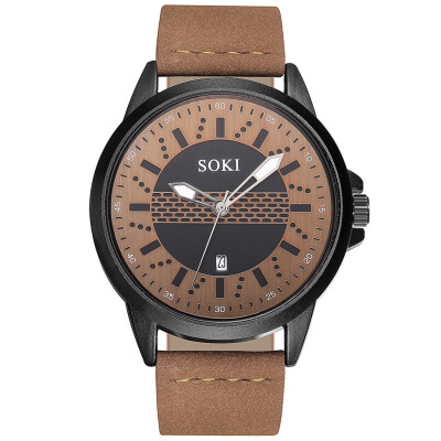 

Gobestart SOKI 2019 NEW Sport Watches Mens Quartz Clock Man Leather Wrist Watch