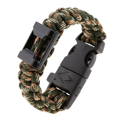 

Paracord Bracelet Travel Outdoor Emergency Quick Release Survival Bracelet with Flint Stone Whistle Buckle Bottle Opener