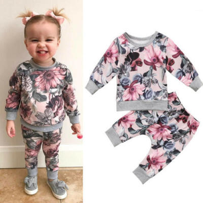 

UK 2Pcs Kids Baby Girls Outfits Long Sleeve T-shirt TopsLeggings Clothes Set