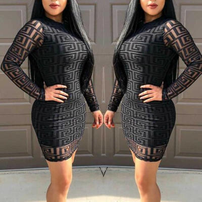 

Women Sexy Bodycon Long Sleeve Lady Party Slim Club Wear Casual Short Mini Dress