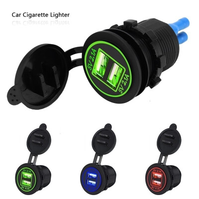 

12V Portable Dual USB Voltmeter Car Cigarette Lighter Socket Splitter Charger Adapter