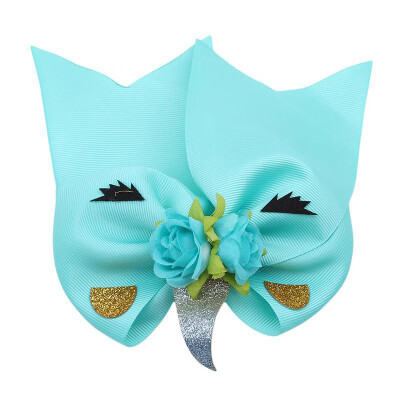 

Hanyu 1PC Ribbon Bows Cartoon Rainbow Unicorn Flower Hair Bow