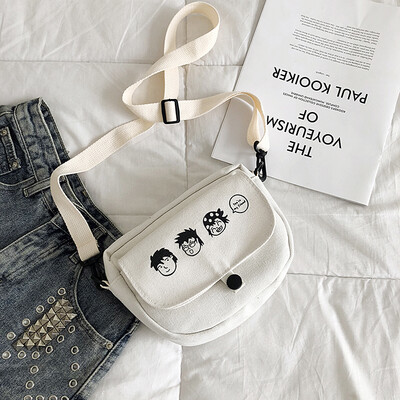 

Fashion personality printing Messenger bag 2019 new casual simple wild shoulder bag female cartoon cute canvas bag