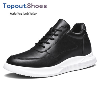 

TopoutShoes Elevator Men Casual Shoes Height Increasing Leather Walking Shoes Add Taller 28inch 7cm
